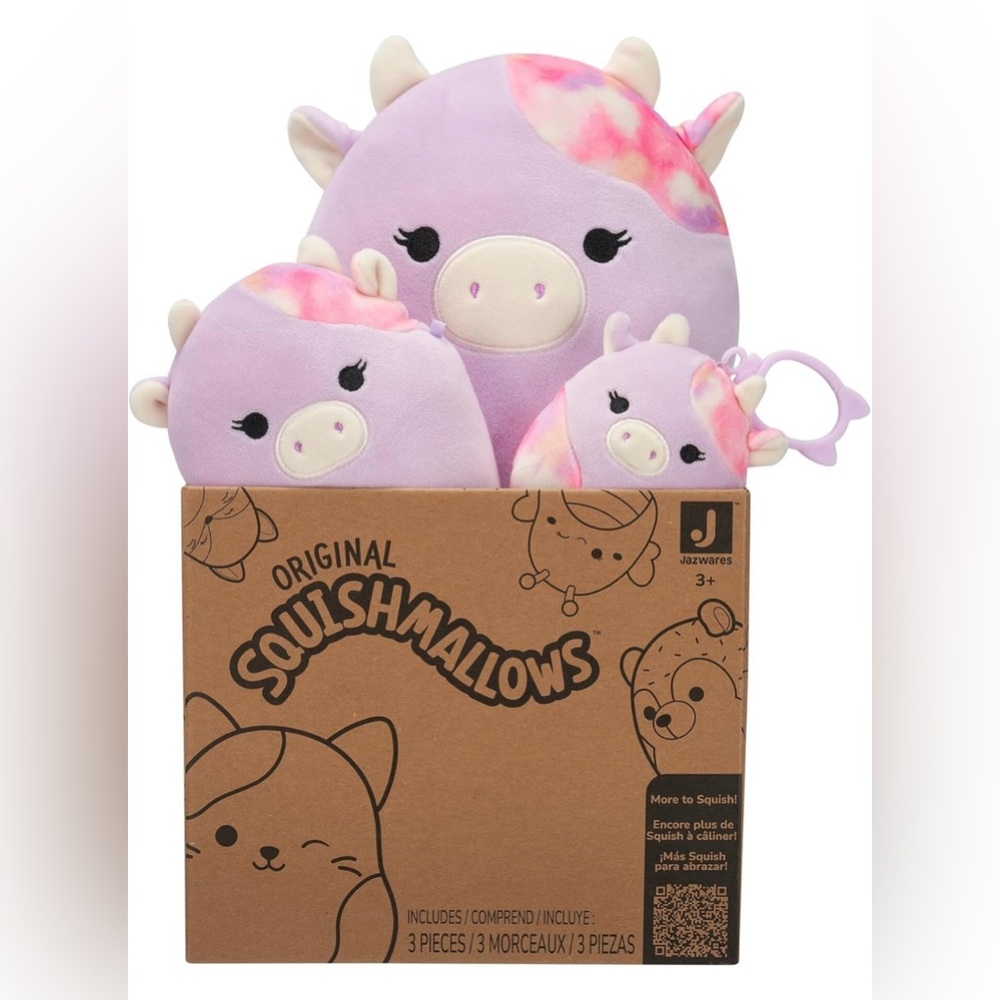 NIB NWT Squishmallows Original Suri Sunset Cow 3-Pack (3.5in, 5in, 8in)